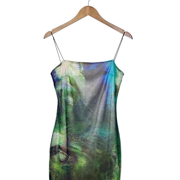 Rare London Maxi Dress Mesh Abstract Multi Size 6 - Picture 2 of 9